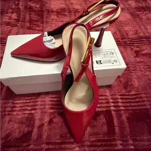 Chic Red Patent Leather Slingback Heels